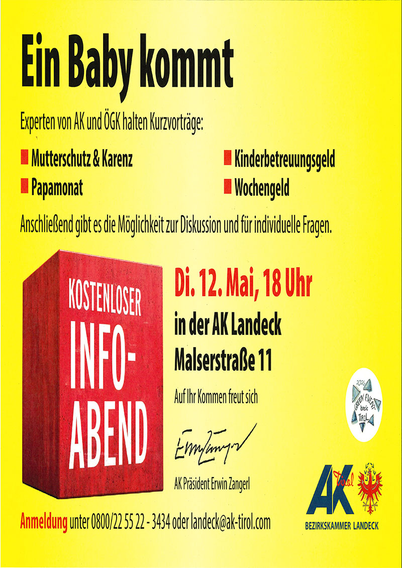 AK Infoabend EIN BABY KOMMT Dienstag 12.05.2026 18