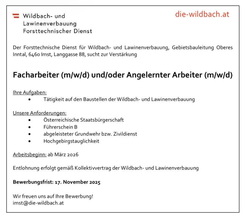 Facharbeiter Wildbach und Lawinenverbauung